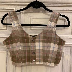 Plaid Button Up Cropped Top